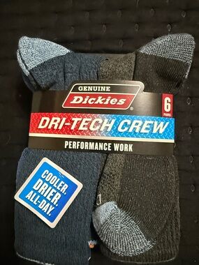 Dickies Dri-Tech Crew Performance Socks - Black & Navy (6 Pack)